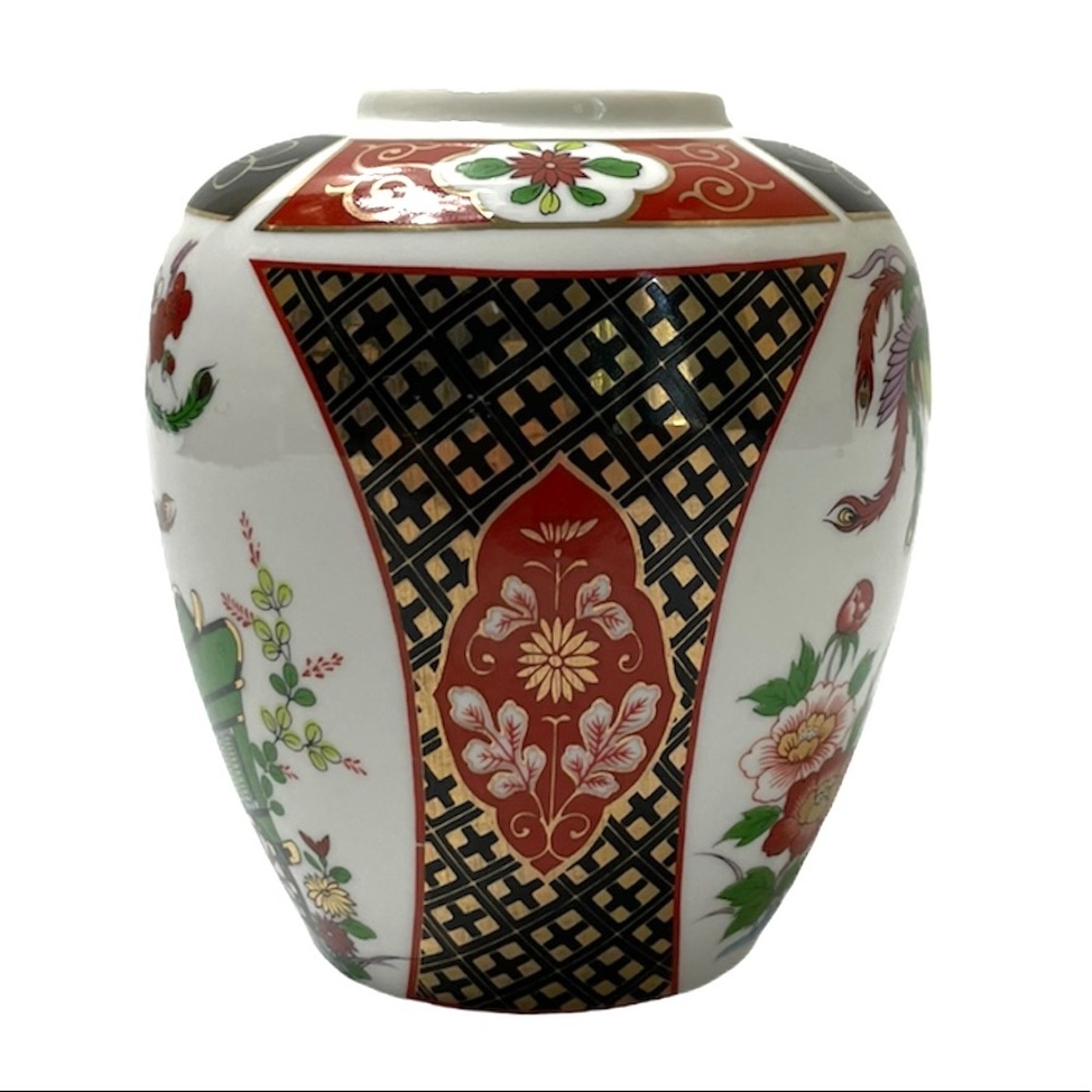 Vintage Vase Wealth Happiness & Health Handpainted Floral Ginger Jar Asian Art - Picture 8 of 15